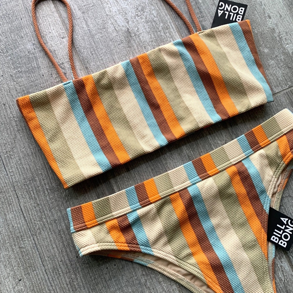 🔥🔥BILLABONG - RETRO STRIPE BANDEAU MAUI SET🔥🔥 - Picture 7 of 10